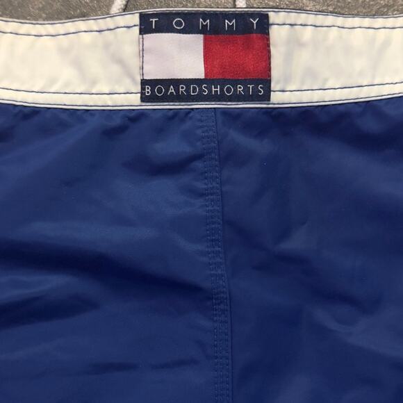 VTG 90s Tommy Hilfiger Board Shorts Swim Trunks Satin‎ Nylon Mesh Liner - Picture 6 of 13